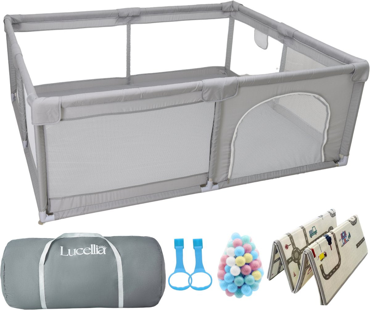 Lucellia® Grondbox Baby – Speelbox met Mat & Ballen – Meerdere maten & kleuren
