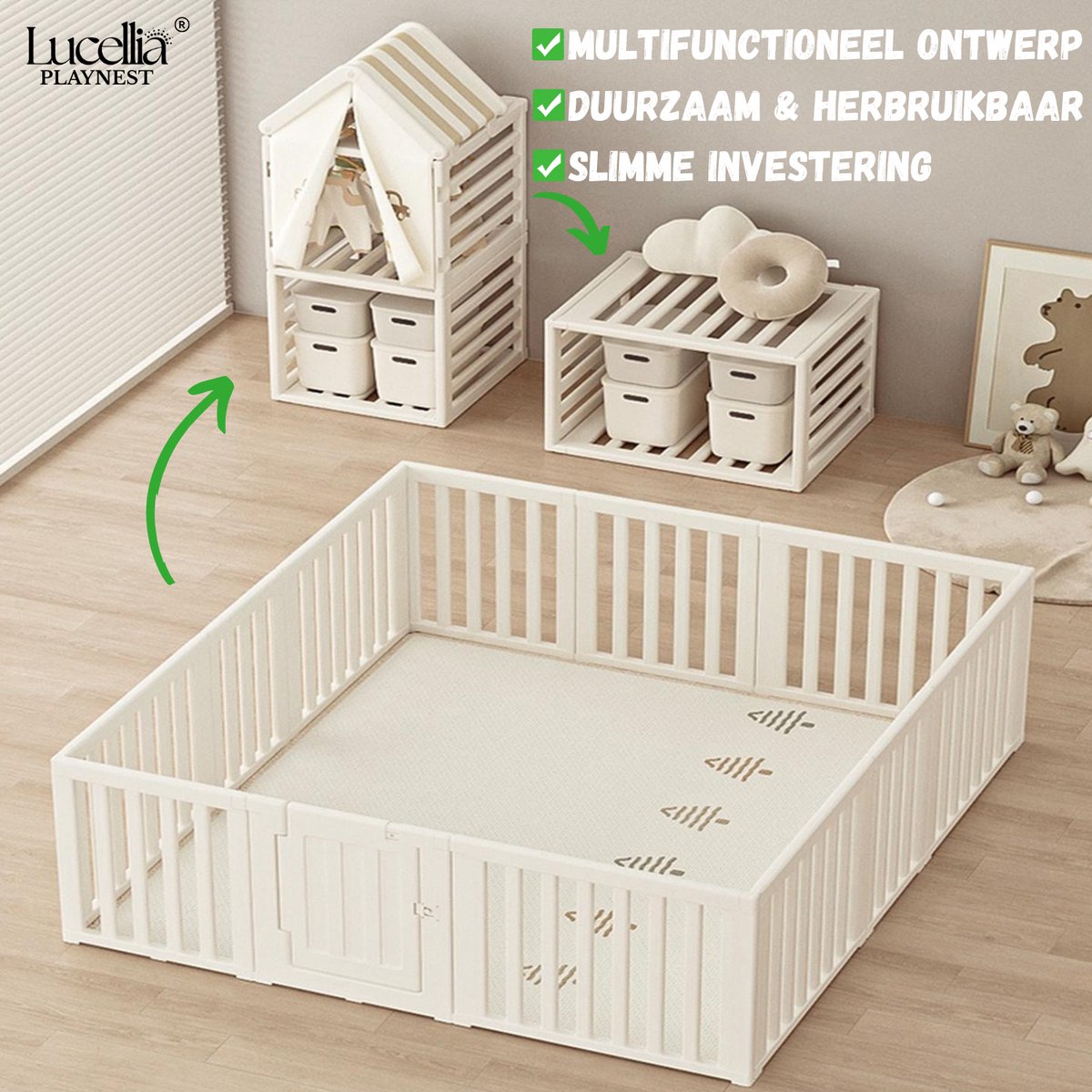 Lucellia® Grondbox XXL – 5-in-1 Babybox 180x200 cm