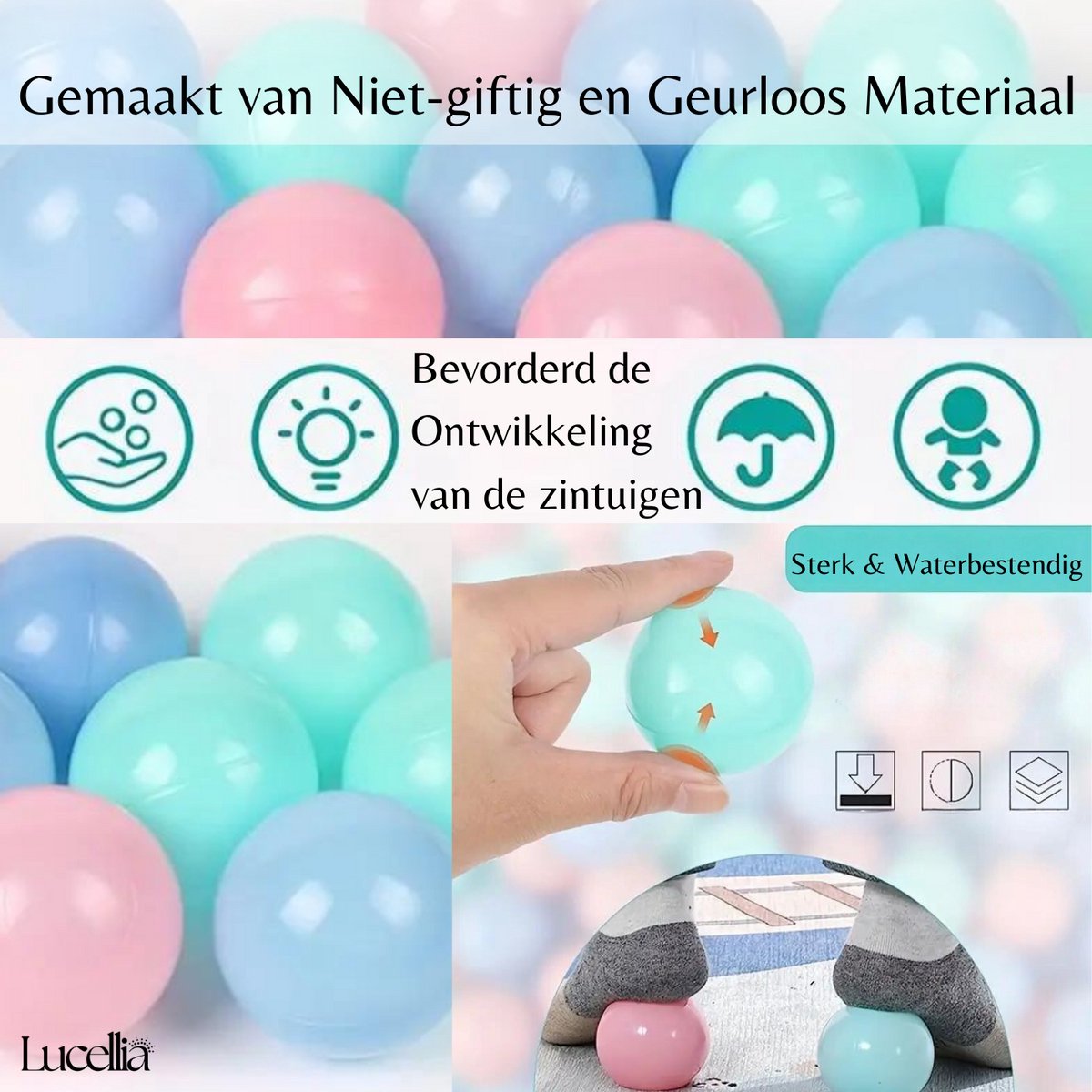 Lucellia® Grondbox Baby – Speelbox met Mat & Ballen – Meerdere maten & kleuren