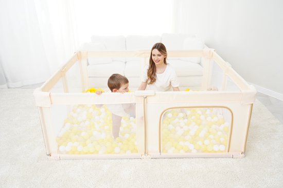 Lucellia® Inklapbare Grondbox Baby 130×130 cm – Met Speelmat & Ballen – Meerdere Kleuren
