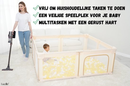 Lucellia® Inklapbare Grondbox Baby 130×130 cm – Met Speelmat & Ballen – Meerdere Kleuren