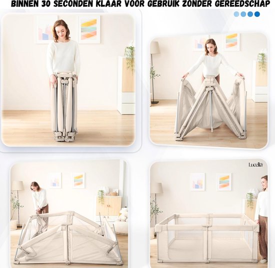 Lucellia® Inklapbare Grondbox Baby 130×130 cm – Met Speelmat & Ballen – Meerdere Kleuren