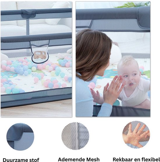 Lucellia® Grondbox Baby – Speelbox met Mat & Ballen – Meerdere maten & kleuren