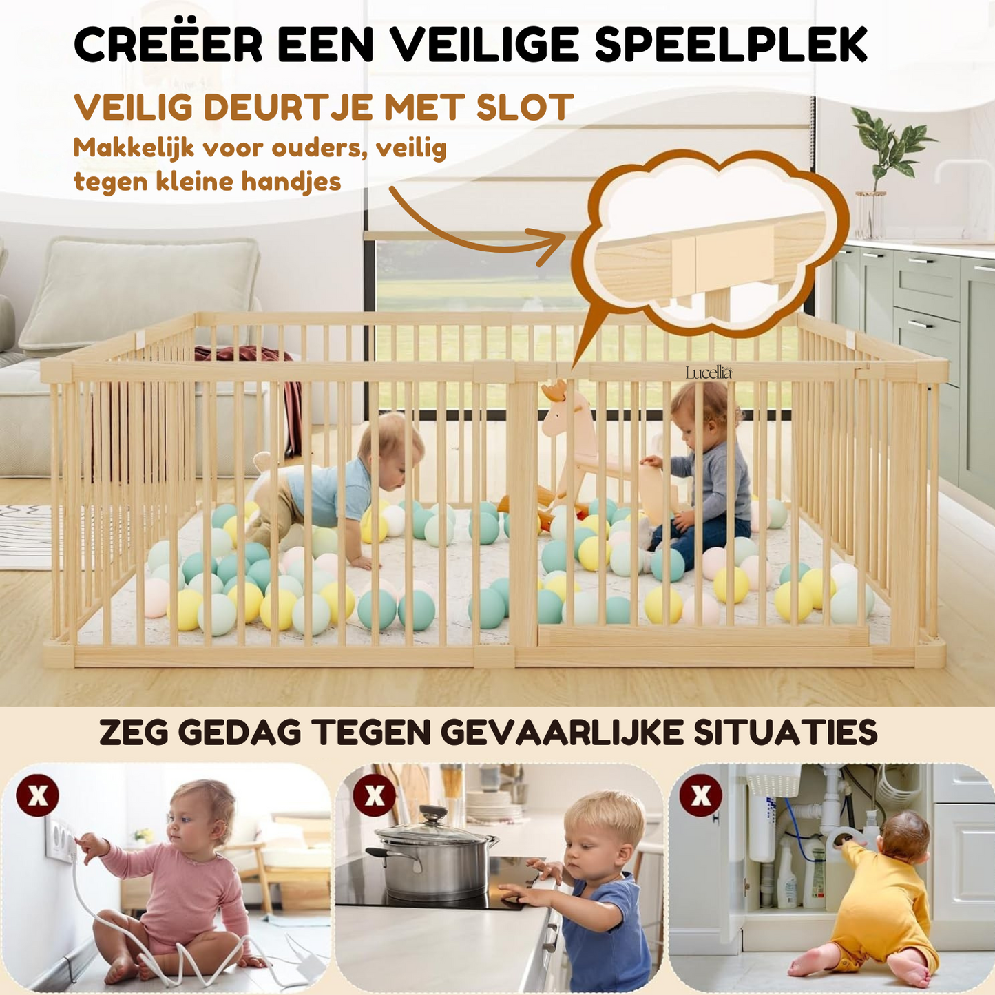 Lucellia® Prime Wood – Inklapbare Houten Babybox in meerdere maten & kleuren