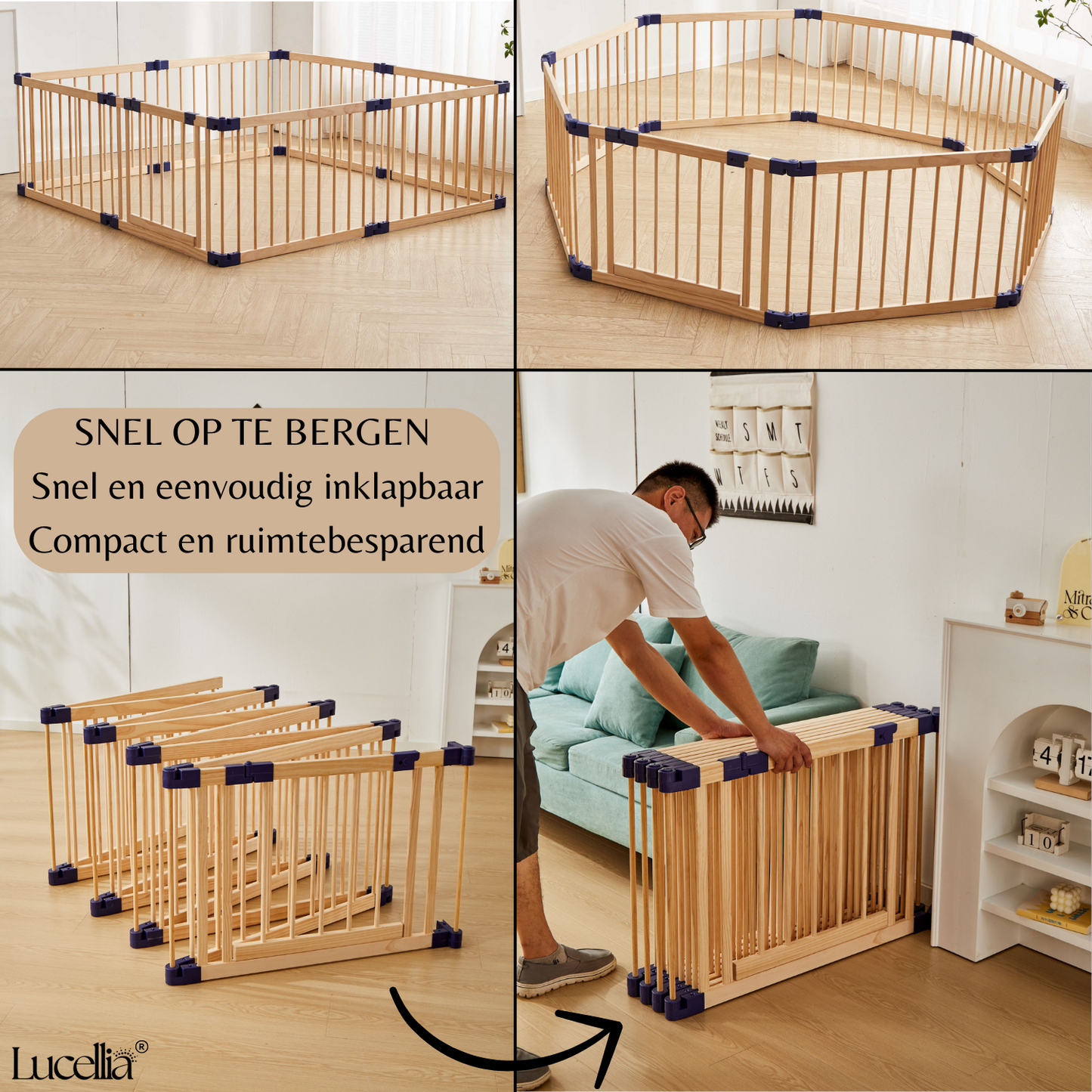 Lucellia® Prime Wood – Inklapbare Houten Babybox in meerdere maten & kleuren