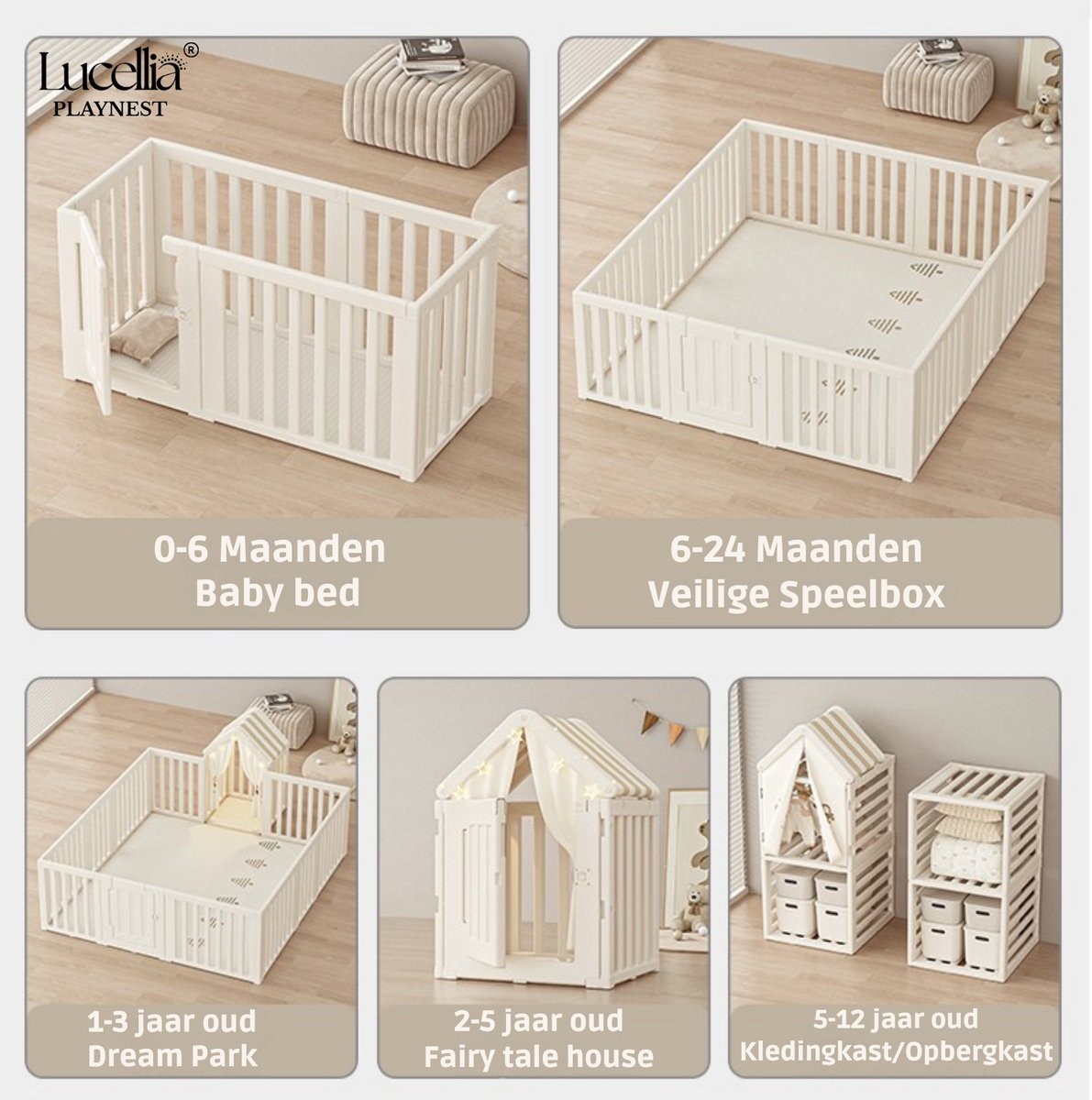 Lucellia® Grondbox XXL – 5-in-1 Babybox 180x200 cm